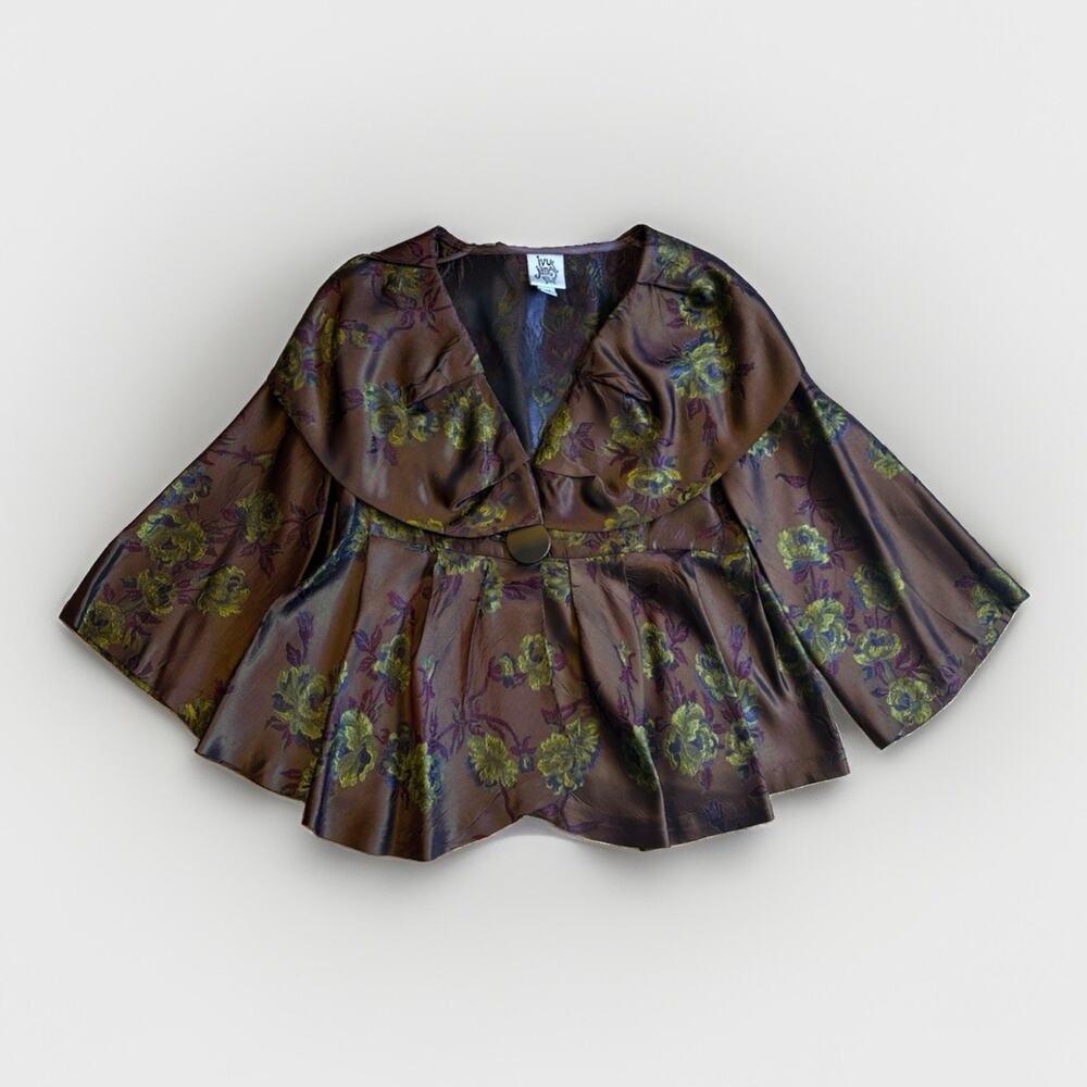 Ivy Jane Jacket Size M Button Front Floral Brown Texture NWOT $168